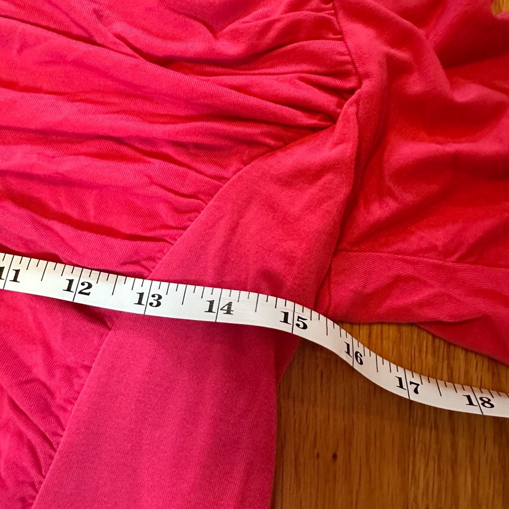Ruby Ribbon Red/Pink Ruched Square-Neck 3/4 Sleeve Top Size L - Picture 15 of 16